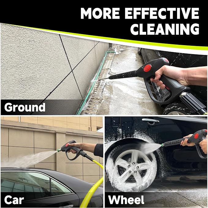 M MINGLE Pressure Washer Hose and Gun Kit, 50FT Power Wash Hose with 5 Tips | M22-14mm Fitting, Replacement for Ryobi, Simpson, Craftsman, Ideal for Car, Driveway, Patio & Household Deep Washing