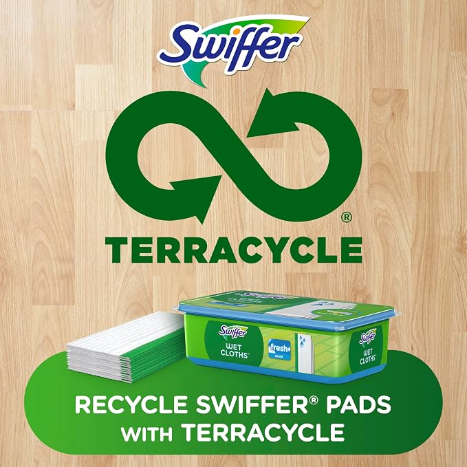 Swiffer Sweep + Mop, Wet Pads Refill, Microfiber Floor Cleaner for Dirt, Dust, Hair, Cleaning Cloths for Mopping Home, Bathroom, Kitchen, All Purpose Multi-Surface Floor Wipes, Fresh, 24ct