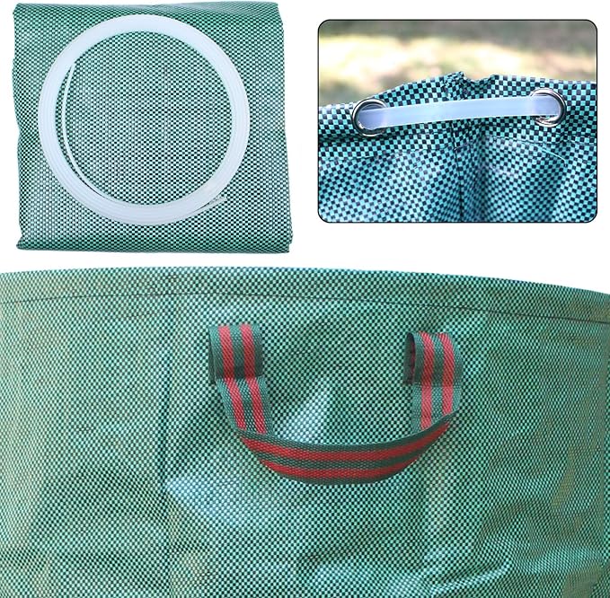 72 Gallon Garden Waste Bags 5 Pack Heavy Duty | Reusable Garden Waste Bags for Lawn, Pool and Yard Cleanup, Holds Leaves, Grass Clippings and Outdoor Debris