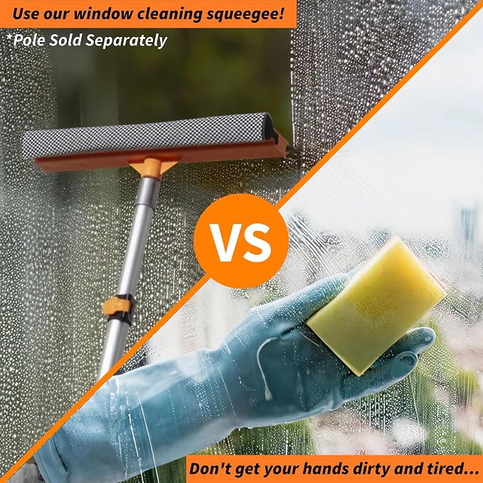 15" Window Washer Squeegee Attachment (Pole Sold Separately) | Multi-Use Professional Squeegee for Car and Window Cleaning // Fits All Extension Poles with Standard Acme Thread