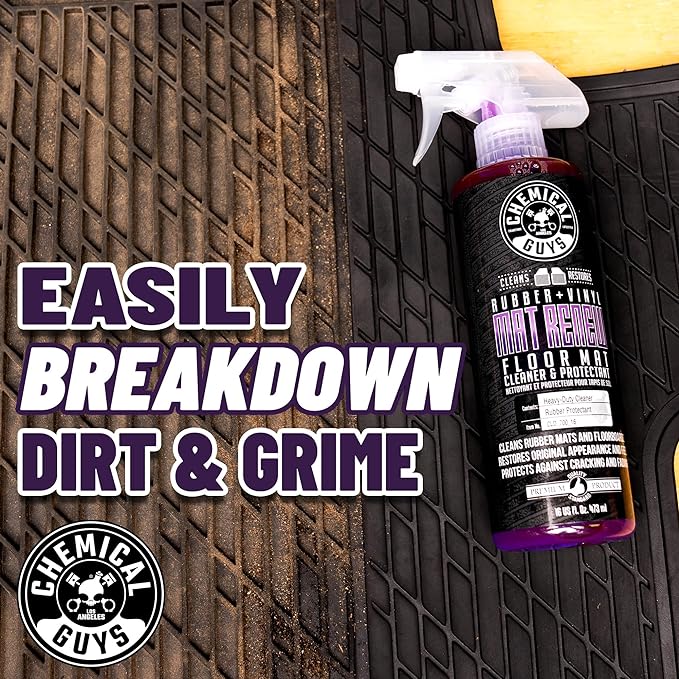 Chemical Guys Mat Renew Rubber + Vinyl Floor Mat Cleaner And Protectant Total Interior Cleaner and Protectant Bundle, Safe for Cars, Trucks, SUVs, Jeeps, Motorcycles, RVs & More, (2-16 fl oz)