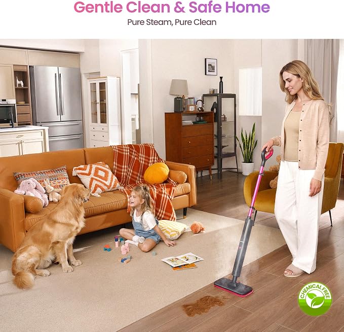 Schenley Lightweight Steam Mop for Hard Floors & Carpets | 3 Steam Modes, 10s Heat-Up, 248°F Steam, Up to 37 Min Steam Time, 20 ft Cord, Cord Wrap, Self-Standing, Chemical-Free