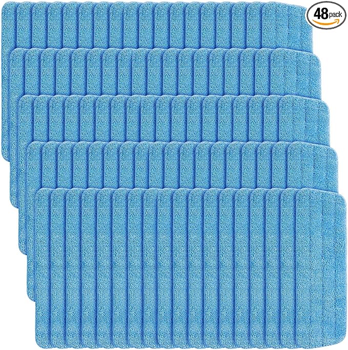 48 Pcs Microfiber Mop Pads Machine Washable Cleaning Flat Mop Head Replacement Reusable Household Pads for Hardwood and Hard Surface Floor Cleaning and Scrubbing