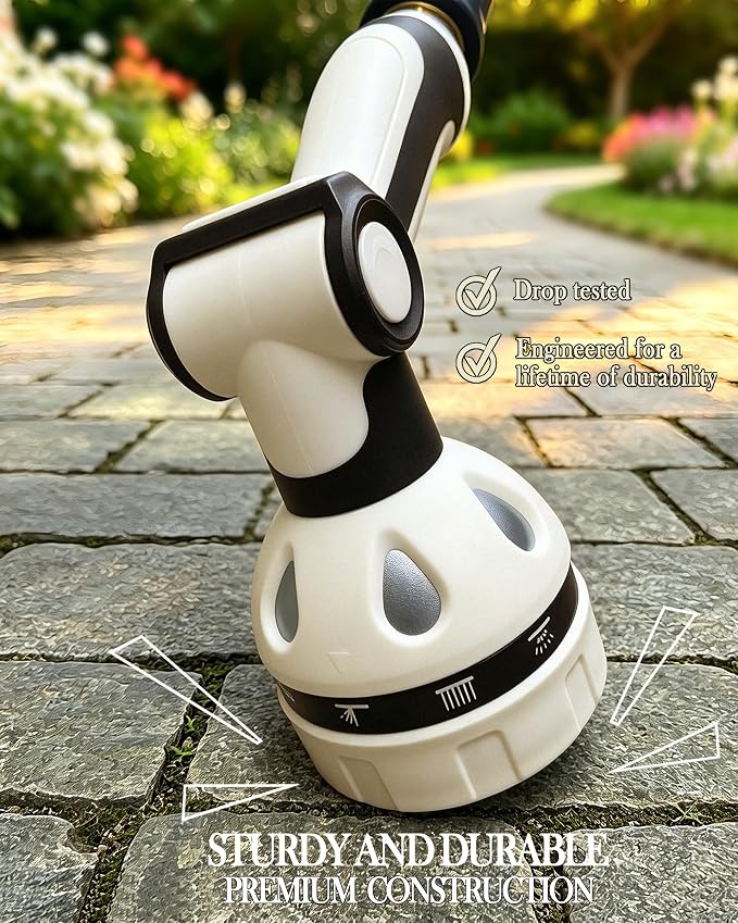 Garden Hose Nozzle - 10 Spray Patterns Water Sprayer Nozzle | Thumb Control On/Off Valve,Adjustable Flow Control Hose Gun Leak-Proof Water Attachment for Outdoor Lawn, Gardening,Car & Pet