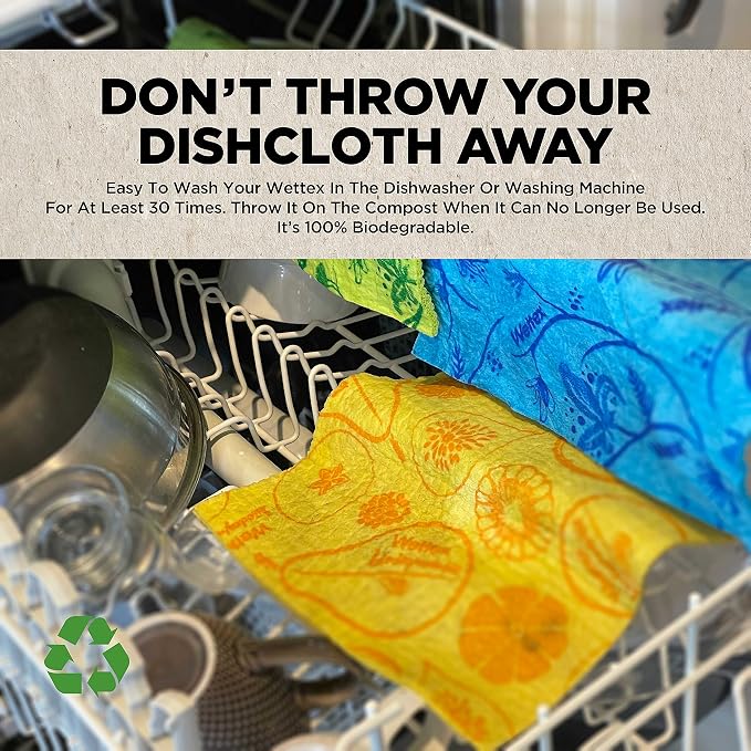 Wettex The Original Swedish Dishcloth for Kitchen 10 Pack | Reusable Paper Towels, Super Absorbent Sponge Cloths, Washable Dish Cloths, Biodegradable, Made in Sweden, Assorted Colors