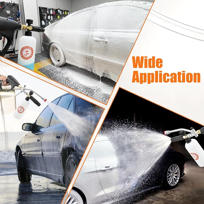 JOEJET Pressure Washer Gun and Foam Cannon Kit, M22-14mm | 1/4" Quick Connect Dual Wand with 1 L Bottle and 5 Nozzle Tips, Not for Garden Hose or Faucet