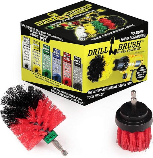 2 Piece Outdoor Cleaning Scrub Brushes - Deck and Patio Scrubbing Tools | Siding Cleaning Brush Set - Brick and Stone Scrubbing Tools Set - Fireplace Cleaning Brushes - Gutter Cleaning Tools for Home