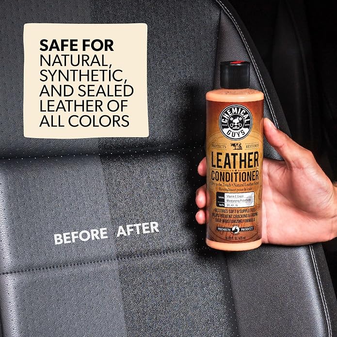 Chemical Guys, 9-Piece Leather Cleaner & Conditioner Kit for Car Interiors | Cleans then conditions seats, furniture, jackets and boots, brushes and towels included for many leather types