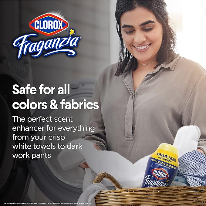 Clorox Fraganzia Laundry Scent Booster Crystals, In-Wash Fragrance Beads for Fresh-Smelling Clothes & Linens, Safe for All Fabrics & Colors, Easy-Pour Bottle, Vanilla Scent, 70 Oz