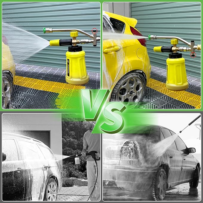 FIXFANS Foam Cannon, Compatible with Portland Husky and Ryobi Power Washer | Dual Connector Accessory, Replacement Gun Adapter, Double Tip Attachment Soap Cannon, 1/4" Quick Connect, 5 Nozzles, 1L