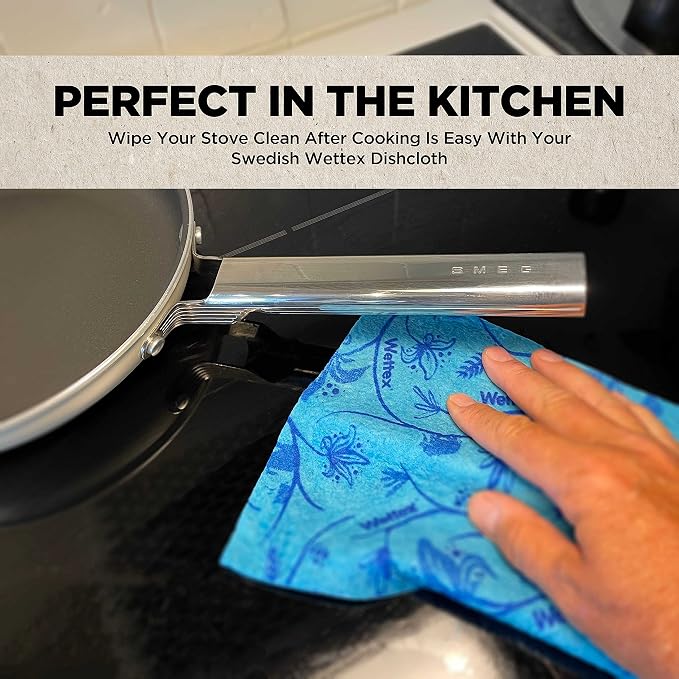 Wettex The Original Swedish Dishcloth for Kitchen 10 Pack | Reusable Paper Towels, Super Absorbent Sponge Cloths, Washable Dish Cloths, Biodegradable, Made in Sweden, Assorted Colors
