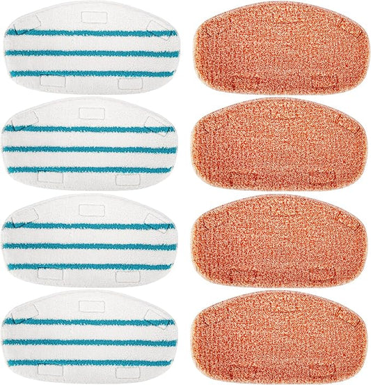8 Pack Steam Mop Replacement Pads for PurSteam 10-in-1 & ThermaPro 211 | Includes 4 microfiber pads and 4 upgraded cleaning pads; Washable and reusable for wood, ceramic, laminate and marble floors.