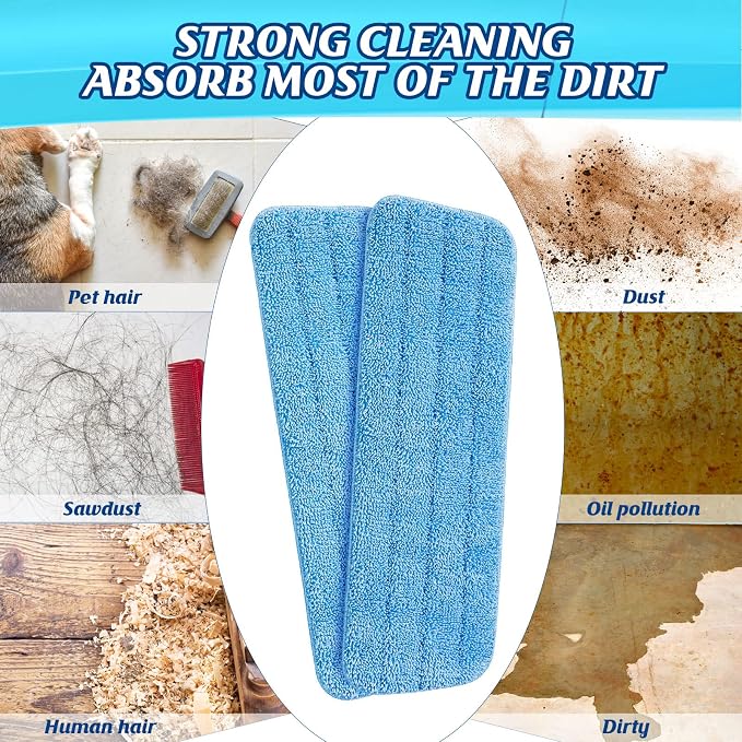 48 Pcs Microfiber Mop Pads Machine Washable Cleaning Flat Mop Head Replacement Reusable Household Pads for Hardwood and Hard Surface Floor Cleaning and Scrubbing