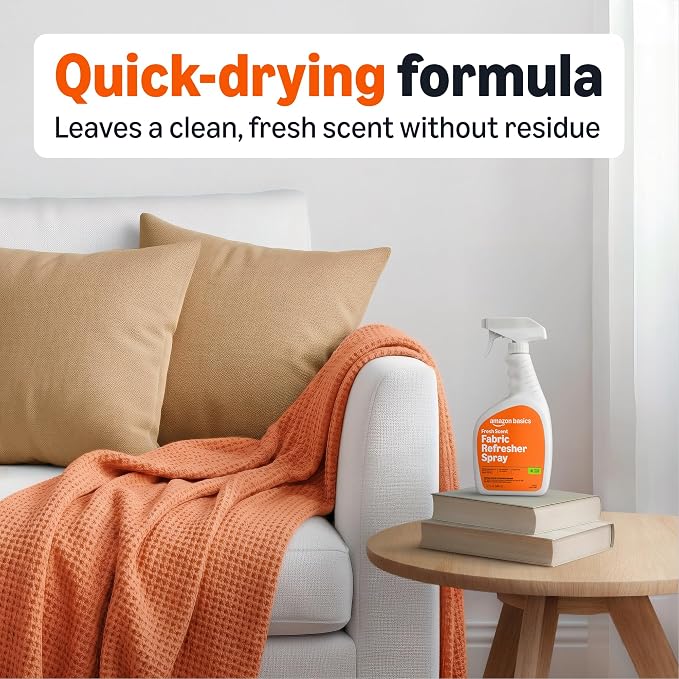 Amazon Basics Fabric Spray, Fabric Freshner, Fresh Scent, 32 fl oz, Pack of 2, Packaging May Vary