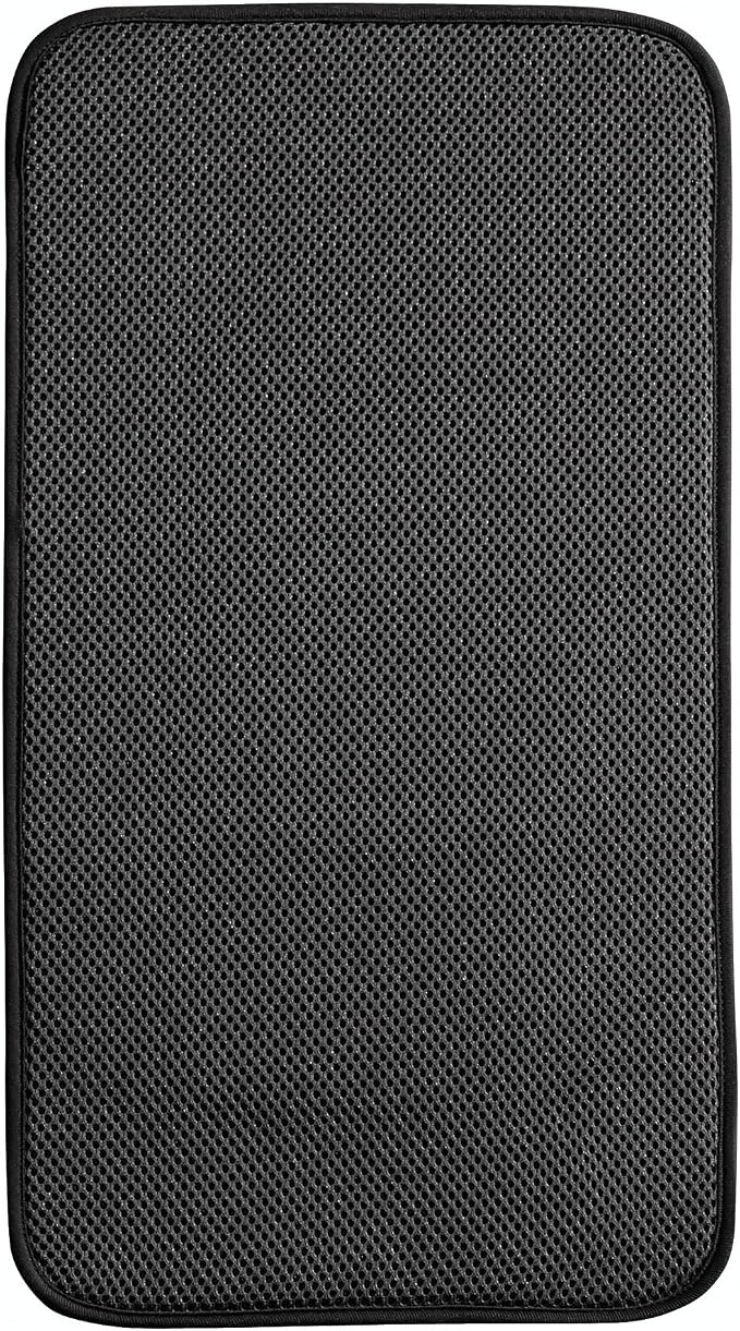iDesign Fabric Mini Kitchen Countertop Dish Drying Mat, Black | Absorbent