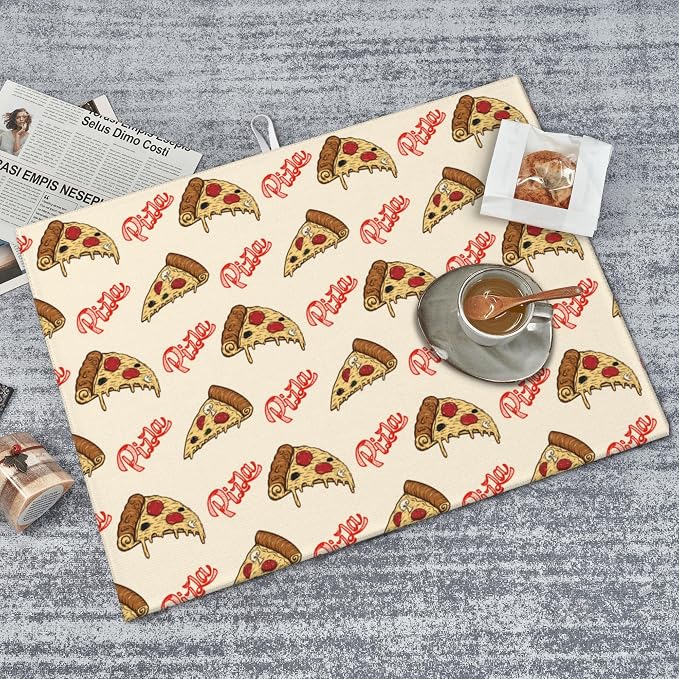 Cute Pizza Food Microfiber Dish Drying Mat for Kitchen Counter 18"x24" Funny Dishes Pad Dish Drainer Rack Mats Washable Absorbent Fast Dry