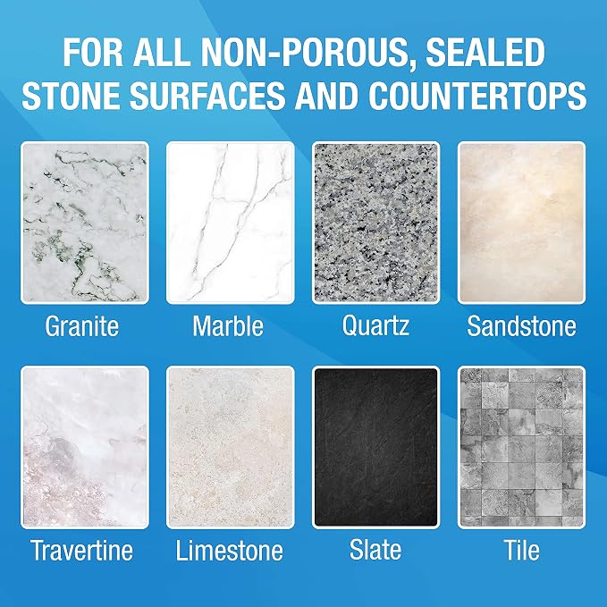MiracleSpray for Granite & Stone, Clean, Protect, Polish Stone, Marble, Quartz, Slate, Tile, Laminate Surfaces in Kitchen and Bathroom - 16 Fl Oz