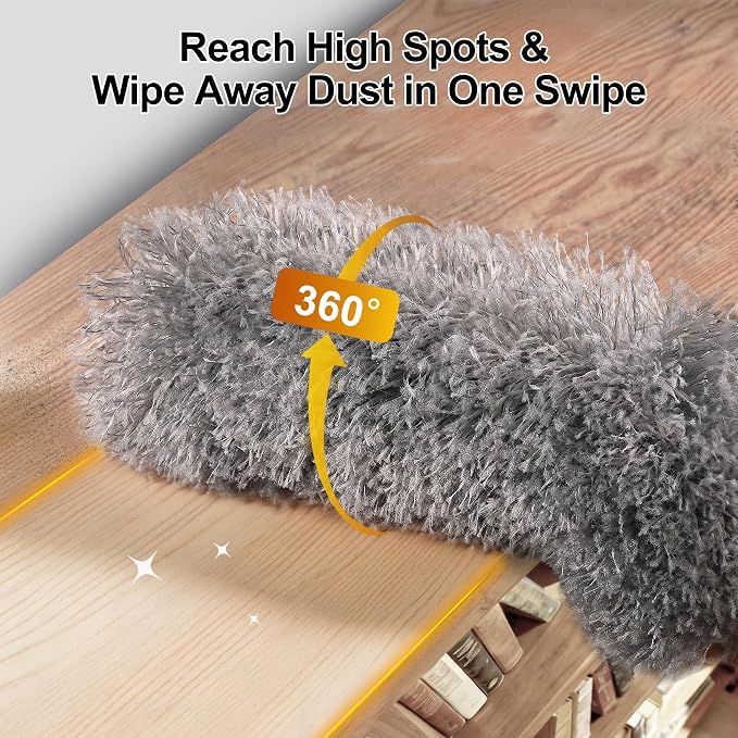 Tiumso Microfiber Feather Duster 5-in-1 Kit, Dusters for Cleaning, Duster with Extension Pole 100 Inches, Cobweb Duster, Microfiber Dusters for High Ceilings and Fans, Blinds, Cars and Furniture