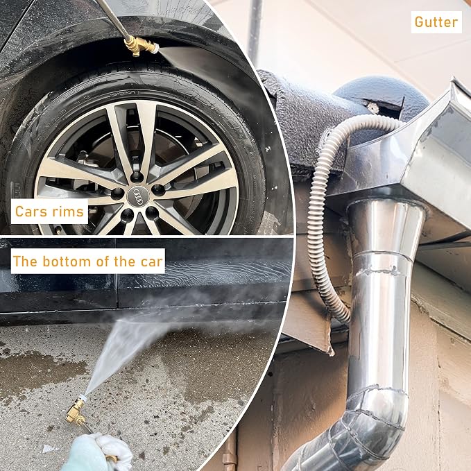 FIXFANS Pressure Washer Pivoting Coupler, Gutter Cleaner Attachment | 1/4” Quick Connect, 240 Degree with 7 Angles for Power Washer Spray Nozzle, 4500PSI