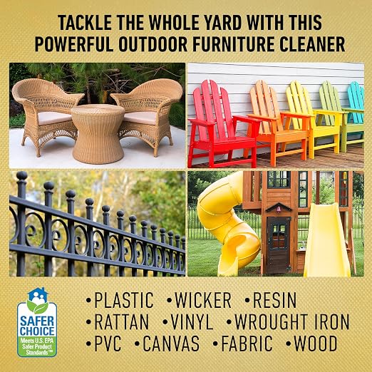 CLR Brands Outdoor Furniture Cleaner, 26 oz. Spray Bottle, Cleans Outdoor Surfaces, Remove Dirt and Grime from Fabric, Wood, Wicker, PVC, Plastic and More