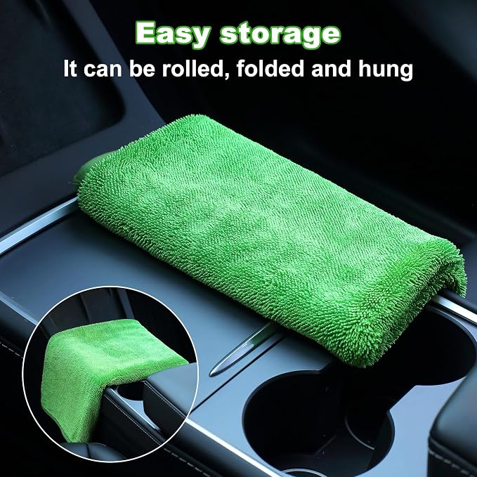 JOYMOOP Microfiber Towels for Cars, 63" x 29.5" Car Drying Towel, Green Reusable Car Towel, Quick Drying Car Microfiber Cleaning Cloth for RVs, SUVs, Trucks