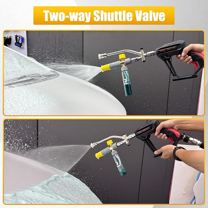 Tool Daily Mini Foam Cannon for Pressure Washer, Dual Connector | 5 Power Washer Spray Nozzle Tips, 1/4 Inch Quick Connect