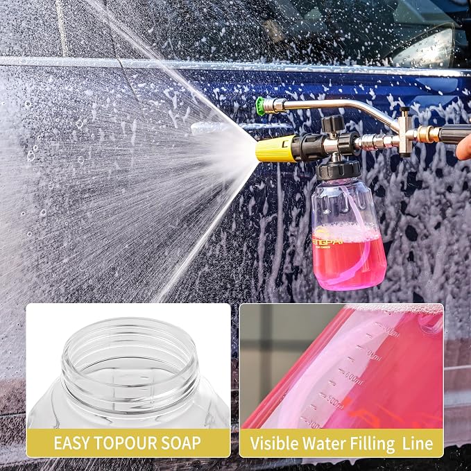 FENG PAI Pressure Washer Foam Cannon Gun Kit with Dual Connector Accessory, Car Wash Foam Gun for Car Washing and Cleaning, 1/4" Quick Connect with 7pcs Nozzles, Dual Adjustable Snow Foam Lance