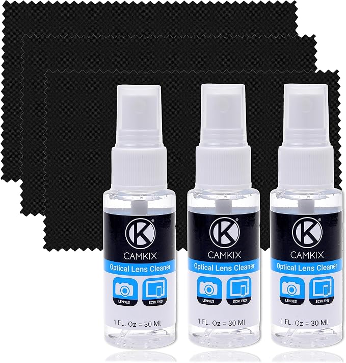 Lens and Screen Cleaning Kit - 3X Cleaning Spray, 3X Microfiber Cloth - Perfect to Clean The Lens of Your DSLR Camera (3 Bottles)