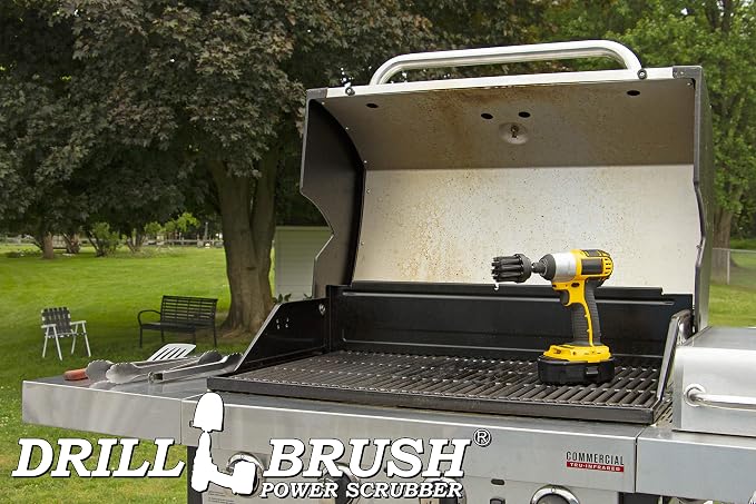 2in Long Black Ultra Stiff BBQ Grill Brush - Nylon Bristle Electric Spin Scrubber Drill Set - Spin Brush Rust Remover - BBQ Accessories - Essential Cleaning Supplies for Safe & Efficient Scrubbing
