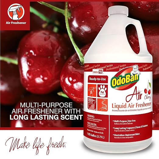 OdoBan Professional Series Ready-to-Use Air Cherry Liquid Air Freshener (1 Gallon) and Biostain and Odor Remover (1 Gallon)