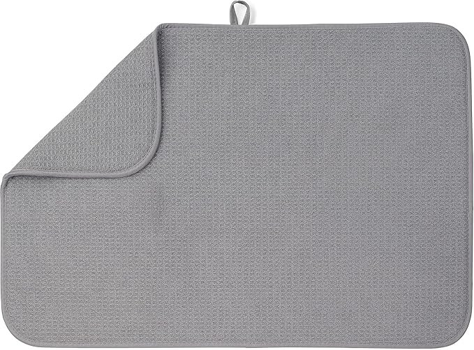 Bellemain XL Dish Drying Mat 18" X 24" Super Absorbent Microfiber Dish Drying Mat for Kitchen Counter, Dry Pad for Dishes, Utensils, Pots and Pans (DARK GRAY)
