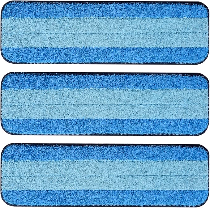 3 Pack Microfiber Cleaning Pads for Bona Mop, Safe for Hardwood and Hard-Surface Floors, Reusable Microfiber Mop Pads for 18 Inch Mop, No Residue, Super-Absorbent, Over 500 Machine Washes, Mr. Scrub