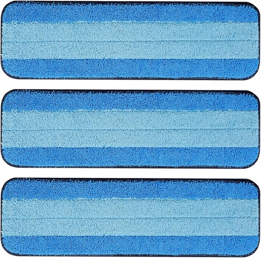 3 Pack Microfiber Cleaning Pads for Bona Mop, Safe for Hardwood and Hard-Surface Floors, Reusable Microfiber Mop Pads for 18 Inch Mop, No Residue, Super-Absorbent, Over 500 Machine Washes, Mr. Scrub