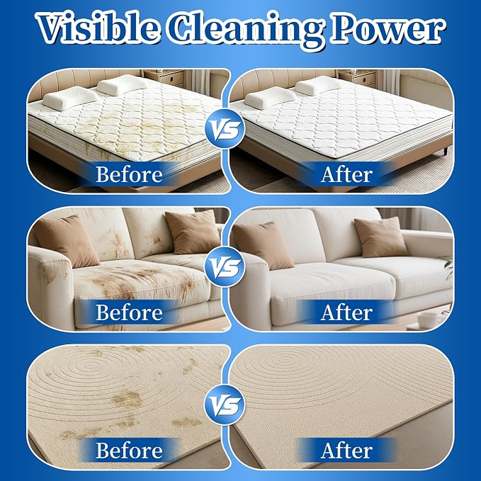 Mattress Stain Remover Spray – Enzyme Cleaner for Bed, Couch, & Upholstery | Upholstery cleaner for mattresses. Lifts yellow stains. No scrub. Safe for kids & pets. Brush & towel included(Lavender)