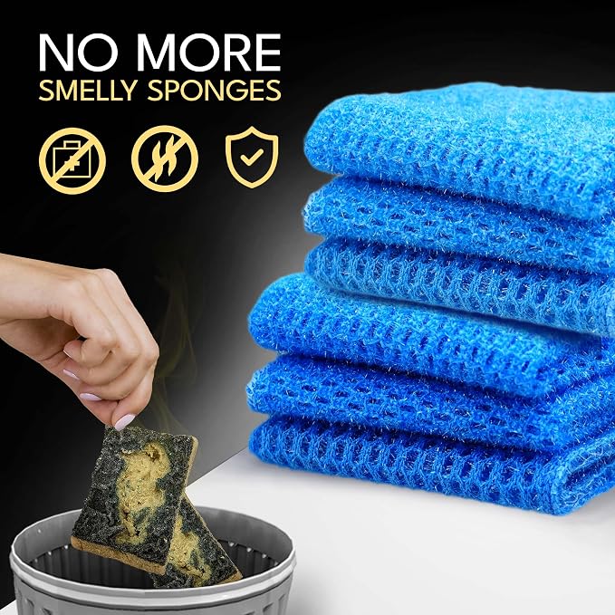 Non Scratch Dish Scrubbers for Cleaning Dishes (1PK) - Reusable Kitchen Sponge - Replace Dish Sponges for Washing Dishes - Best Household Scrubbing Pad & Alternative Dishwashing Scrub Pads Supplies