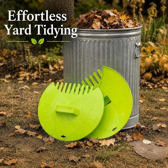 Gardenised Pair of Leaf Scoops, Hand Rakes for Lawn and Garden Cleanup (QI003286),Green