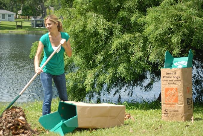 ATROFY Leaf&Lawn Chute-3 Pack, 3 Count Green Yard Waste Bags, Heavy Duty, 3E+1 Gallon Capacity Each, Unscented, Garden