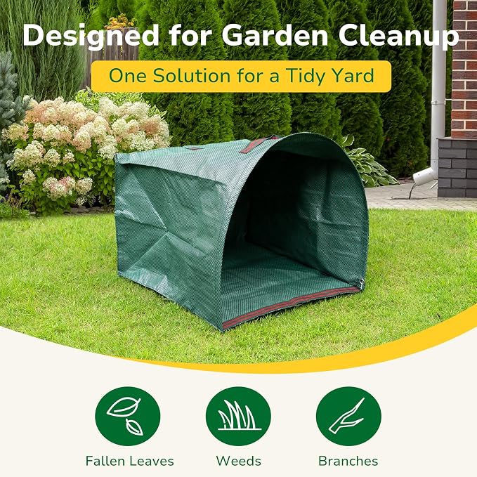 GreatBuddy 53 Gallon Yard Waste Bags, 2-Pack Reusable PP Garden Leaf Bags with Handles, Self-Standing Foldable Lawn Bag for Grass, Twigs and Debris Outdoor Cleanup