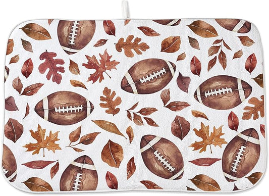 Fall Dish Drying Mat 18x24 Inches For Kitchen Counter Orange Brown Baseball Leaves Kitchen Decoration Drying Mat Decorative Autumn Leaves Drying Pad for Home Kitchen,Dining Room Decor