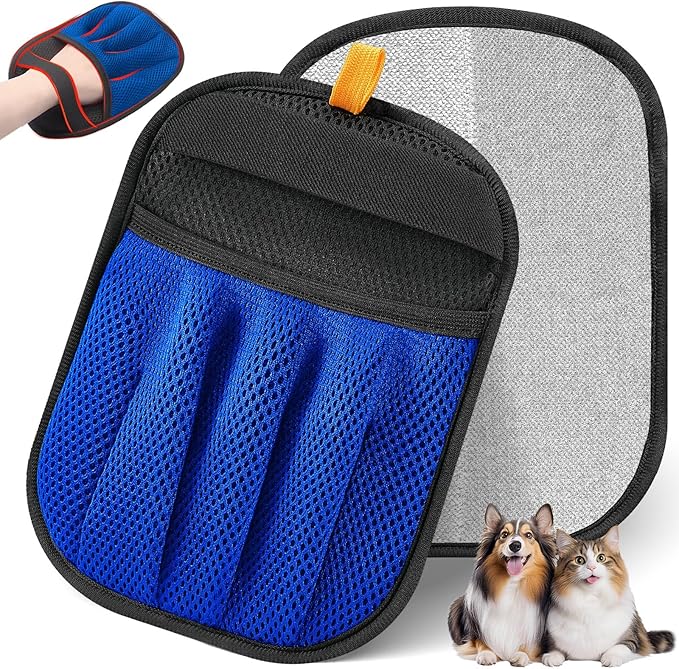 Pet Hair Removal Tool for Cats & Dogs, New Upgraded Electrostatic Gloves for Pet Hair, Reusable Pet Hair Remover Tool for Couch, Furniture, Carpet, Curtain & Car Seat (Blue)