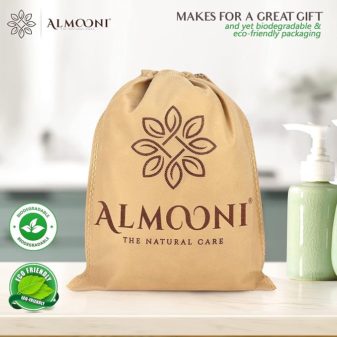 Almooni Premium Egyptian Exfoliating Loofah Pad Body Scrubber - Rectangular loofa Shape - Made with Natural Egyptian Shower lufa Sponge that Gets You Clean, Not Just Spreading Soap (2 Pack)