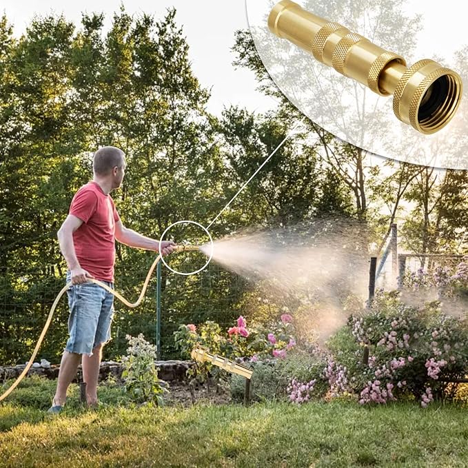 Triumpeek Solid Brass Hose Nozzle, 4 Pack 4"L Heavy Duty Brass Garden Hose Nozzle with 8 Rubber Washers