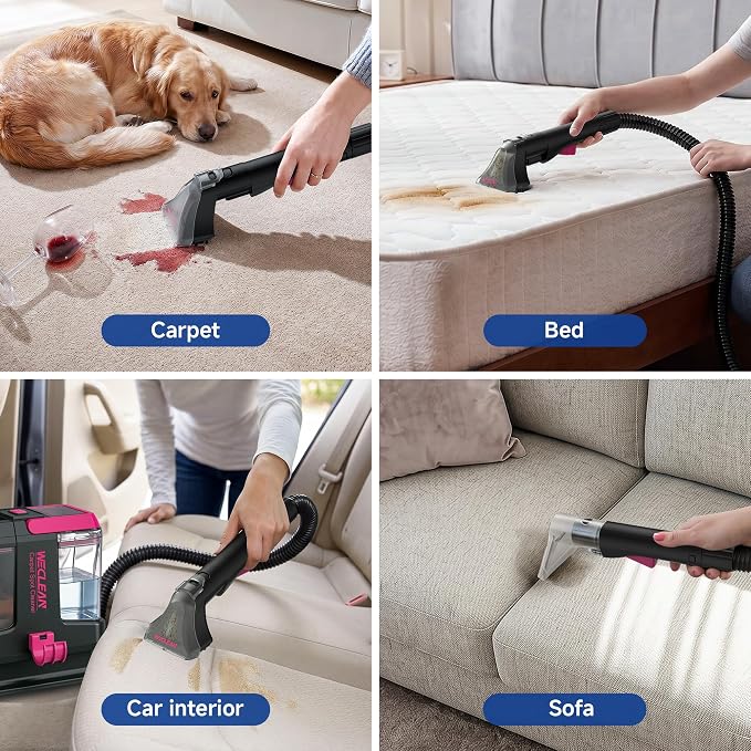 WECLEAN C5 Portable Carpet Cleaner Upholstery Deep Cleaner, Deep Cleaning for Carpet,Car Couch, with Deep Cleaning Solution,Blackpink