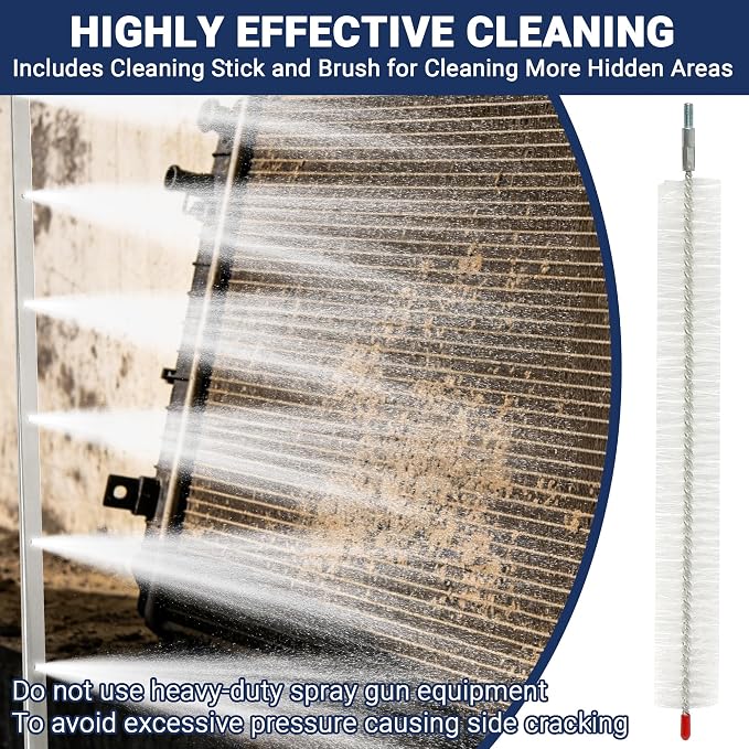 47'' 24'' Radiator Cleaning Wand Set Stainless Steel Radiator Washer | Ultra Slim Radiator Cleaning Tool Kit 4/1 Quick Connector 180° Swivel Head For Cars, Trucks, RVs, AC Condenser