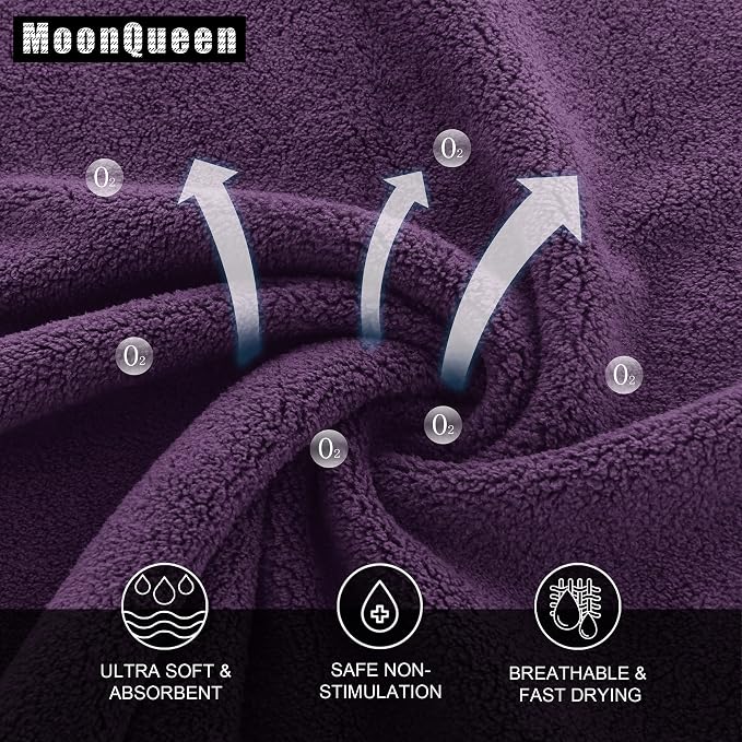 MOONQUEEN Ultra Soft Premium Washcloths Set - 12 x 12 inches - 24 Pack - Quick Drying - Highly Absorbent Coral Velvet Bathroom Wash Clothes - Use as Bath, Spa, Facial, Fingertip Towel (Plum)