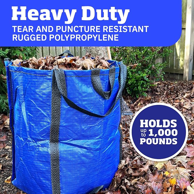 DURASACK Heavy Duty Home and Yard Bags, Multicolored, 3 Pack | 48-Gallon Reusable Self-Standing Lawn and Leaf Bags Garbage Can with Reinforced Handles