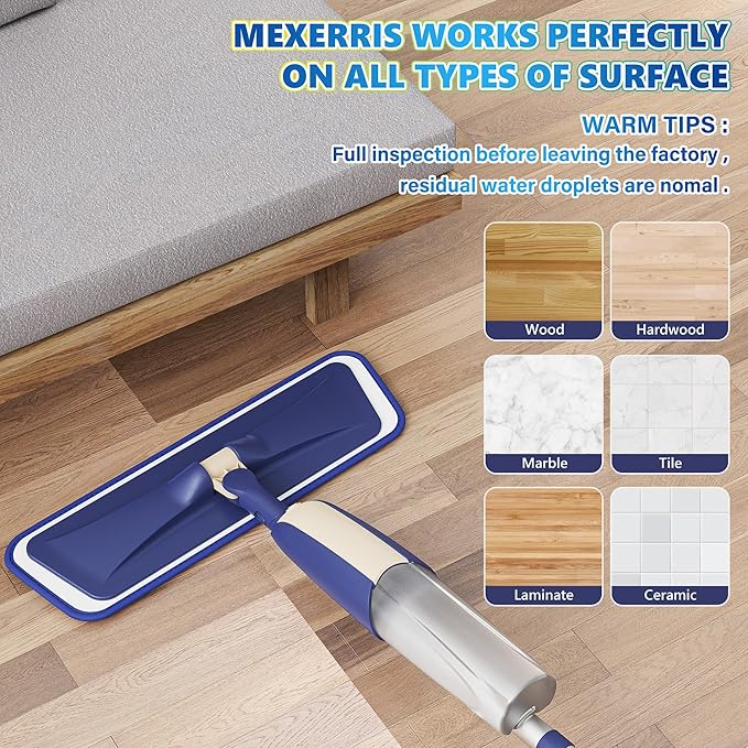 Spray Mops for Hardwood Floor Cleaning: Wet Floor Mops Refillable Reusable | 3 Washable Pads for Swiffer Powermop, Flat Mop with Sprayer Commercial Dust Mop, for Wood Laminate Tile Vinyl Cement Concrete