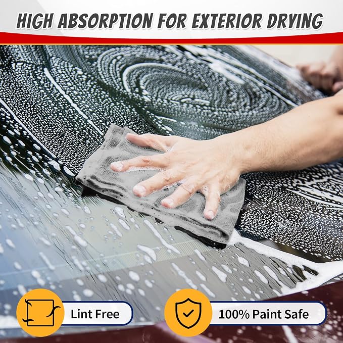 FIXSMITH Shop Towels, Pack of 200, Grey Microfiber Cleaning Cloth Bulk, Microfiber Towels for Cars, All-Purpose Absorbent Cleaning Rags, Dust Cloth for Automotive, Mechanic, Garage, 11.5 x 11.5 inch