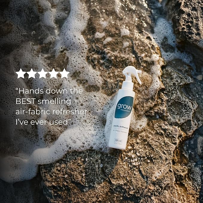 Grow Fragrance Certified Non Toxic, 100% Plant Based Fabric and Room Air Freshener Spray. Made with All Natural Essential Oils (Woodland Sage & Pacific Driftwood 2 pack) 2 x 5oz