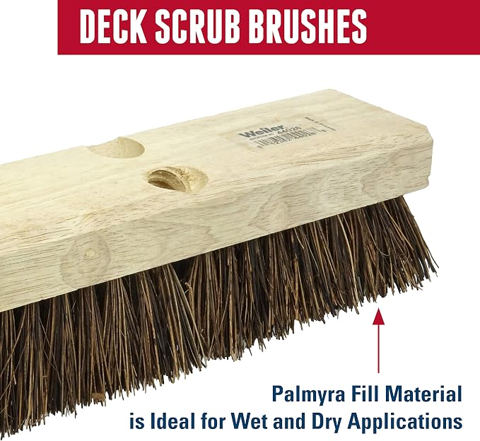 Weiler 44428 9" Block Size, 5 X 14 No. Of Rows, Wood Block, Palmyra Fill, Deck Scrub Brush
